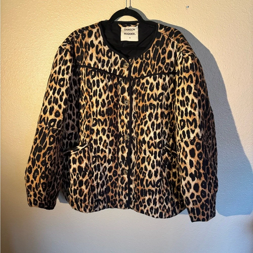 Oversized Leopard Print Bomber Jacket - Picture 3 of 9